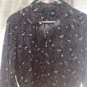 Men’s grey floral print dress shirt